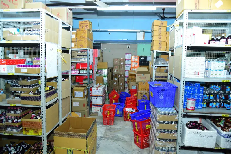 Medicines warehouse aisle